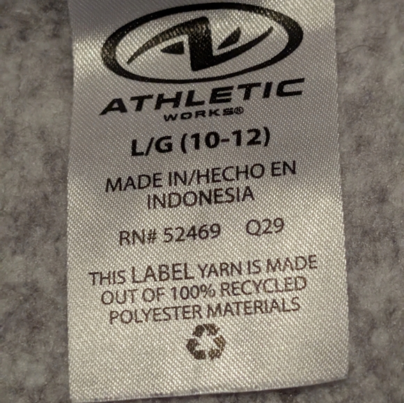 Athletic Works Girls Quarter Zip Fleece Pullover - Grey/Pink - Size L (10-12) - Picture 4 of 7